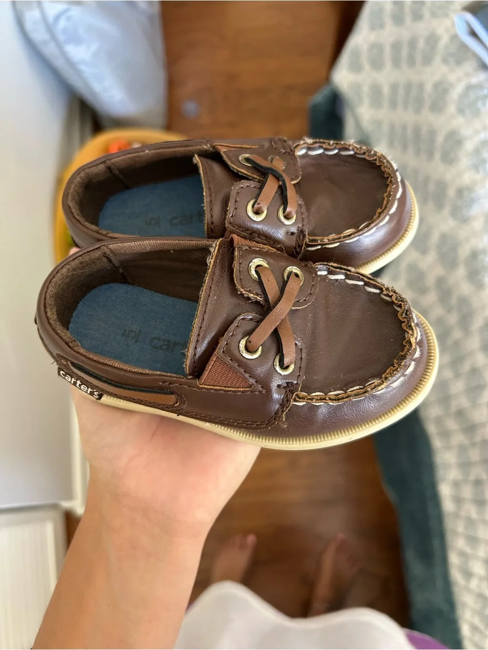 Toddler Boy Brown Leather Boat Shoes - Classic Slip-On Style Dressy Carters Fall